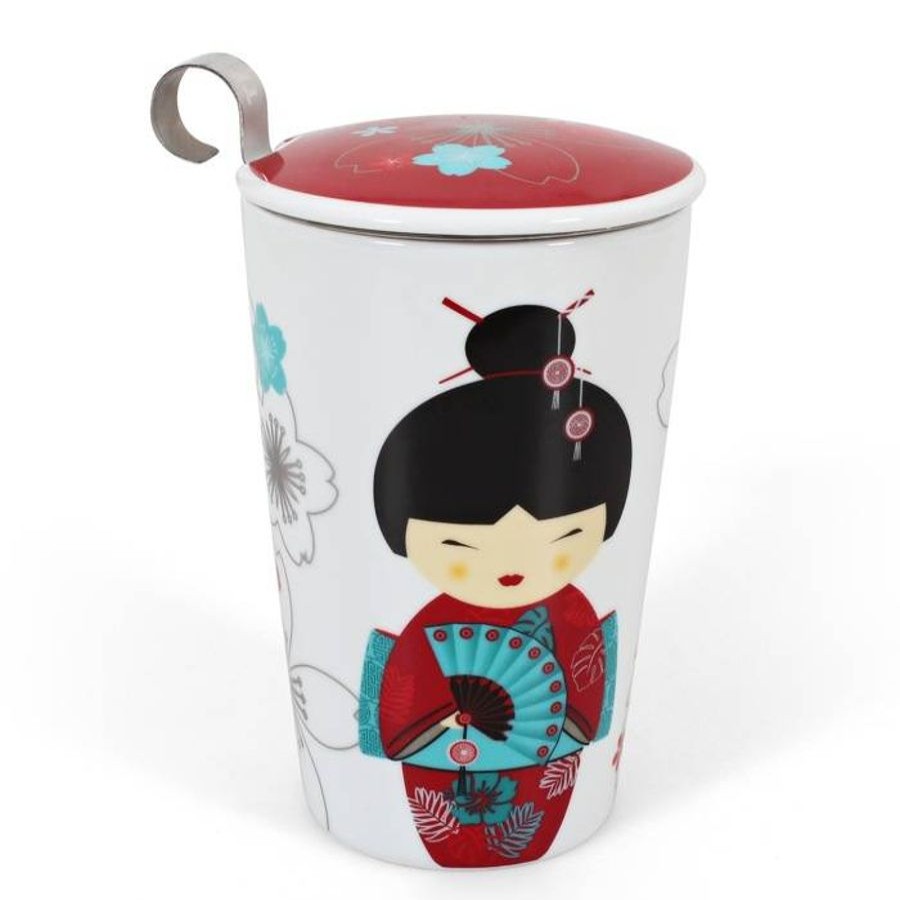 Alle Categorieen Van Bruggen Thee Teaeve Dubbelwandige Mokken | Tea Eve 'Little Geisha Red ' Met Theezeef